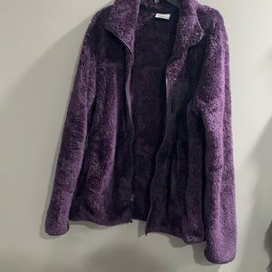 Fuzzy purple Columbia women’s zip up jacket